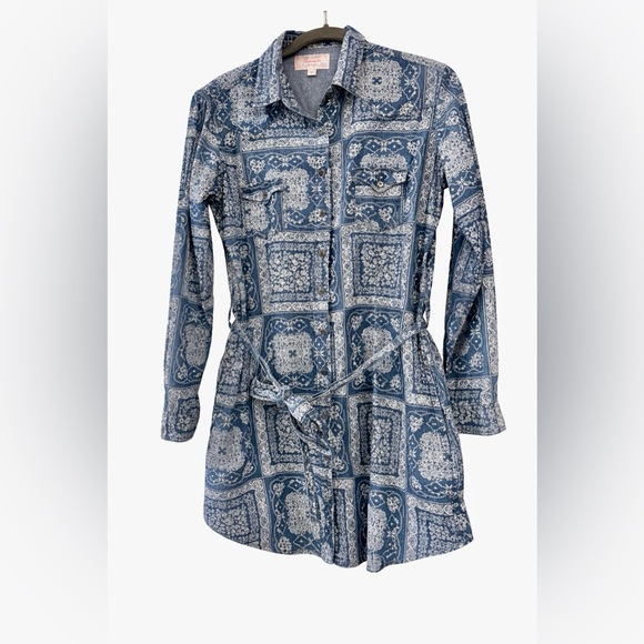 Panhandle Slim Blue Bandana Tunic Blouse w/Pockets - Picture 1 of 6